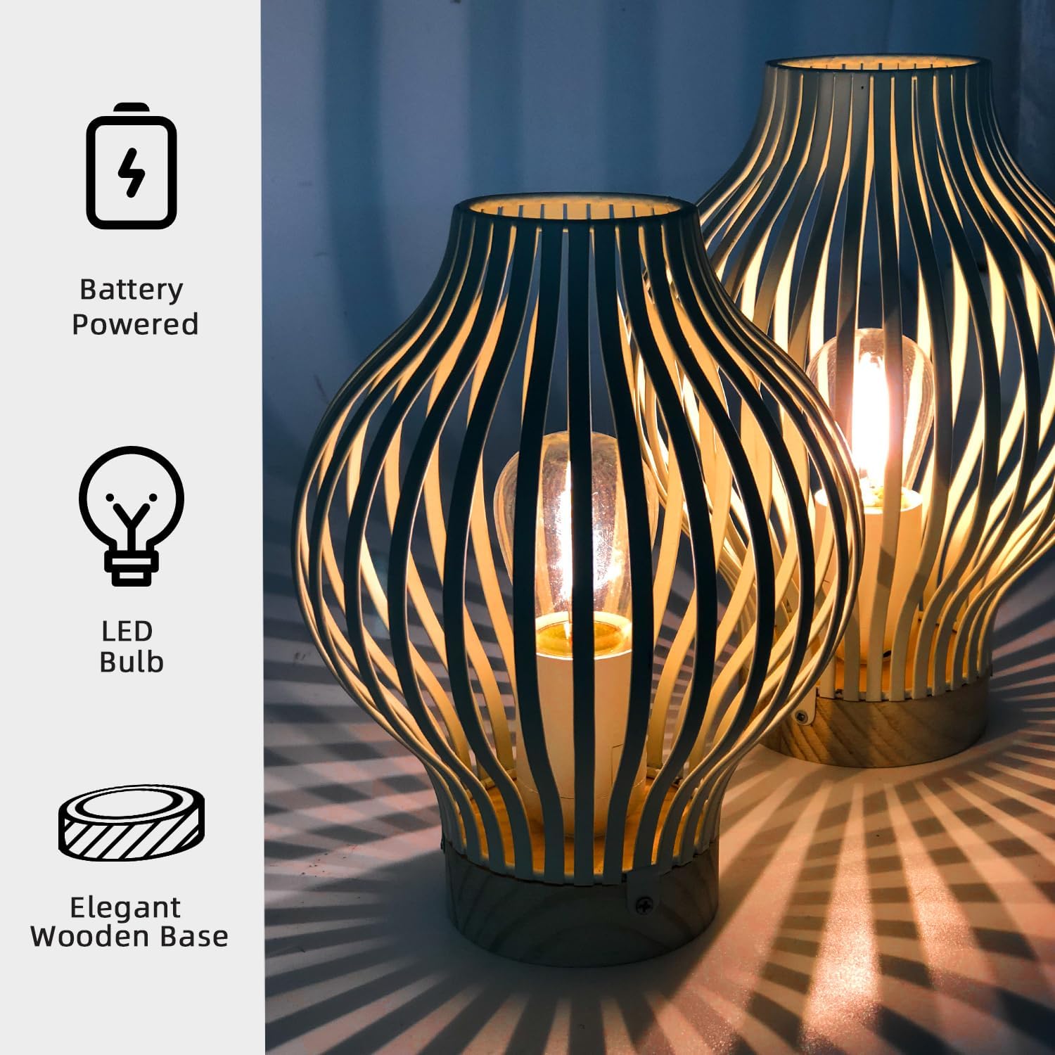電池式テーブルランプ メタルケージ コードレスランプ ベッドサイドランプ タイマー付き 電池式 ナイトライト リビングルーム ベッド