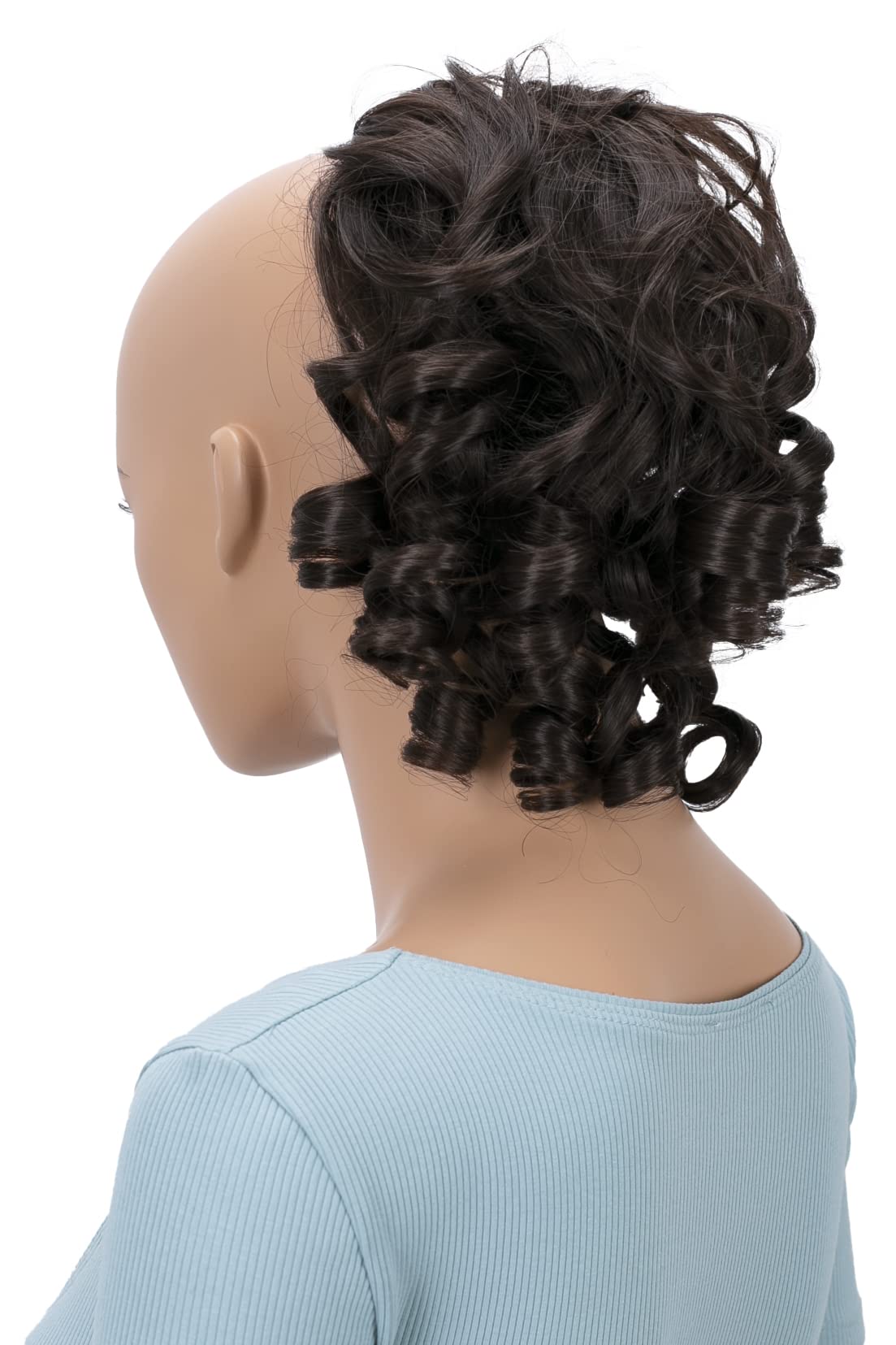 Caisha Parrucchino Scrunchie Updo Acconciature Voluminoso Ricci Disordinato Bun Marrone Cioccolato G31L-image