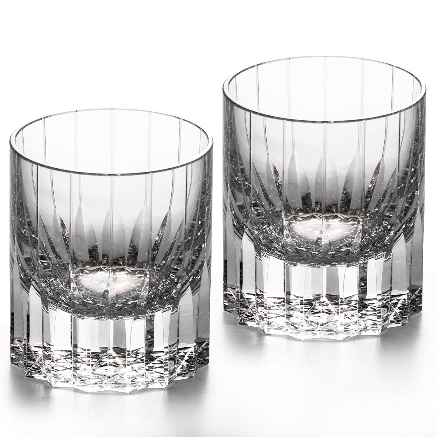 KAMMAK Crystal Whiskey Glasses Set of 2 7 27oz Old Fashioned Glasses Stemless Hand Blown White Cocktail Glasses