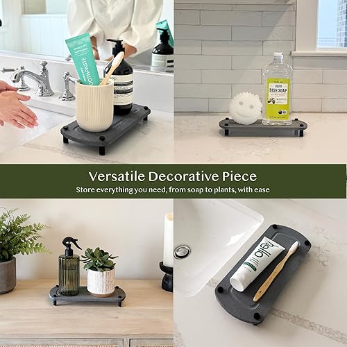 Miniatura 5 de Organizador de fregadero de secado instantáneo de 2 piezas, esponja de secado rápido y dispensador de jabón para encimera de cocina y baño, pies de