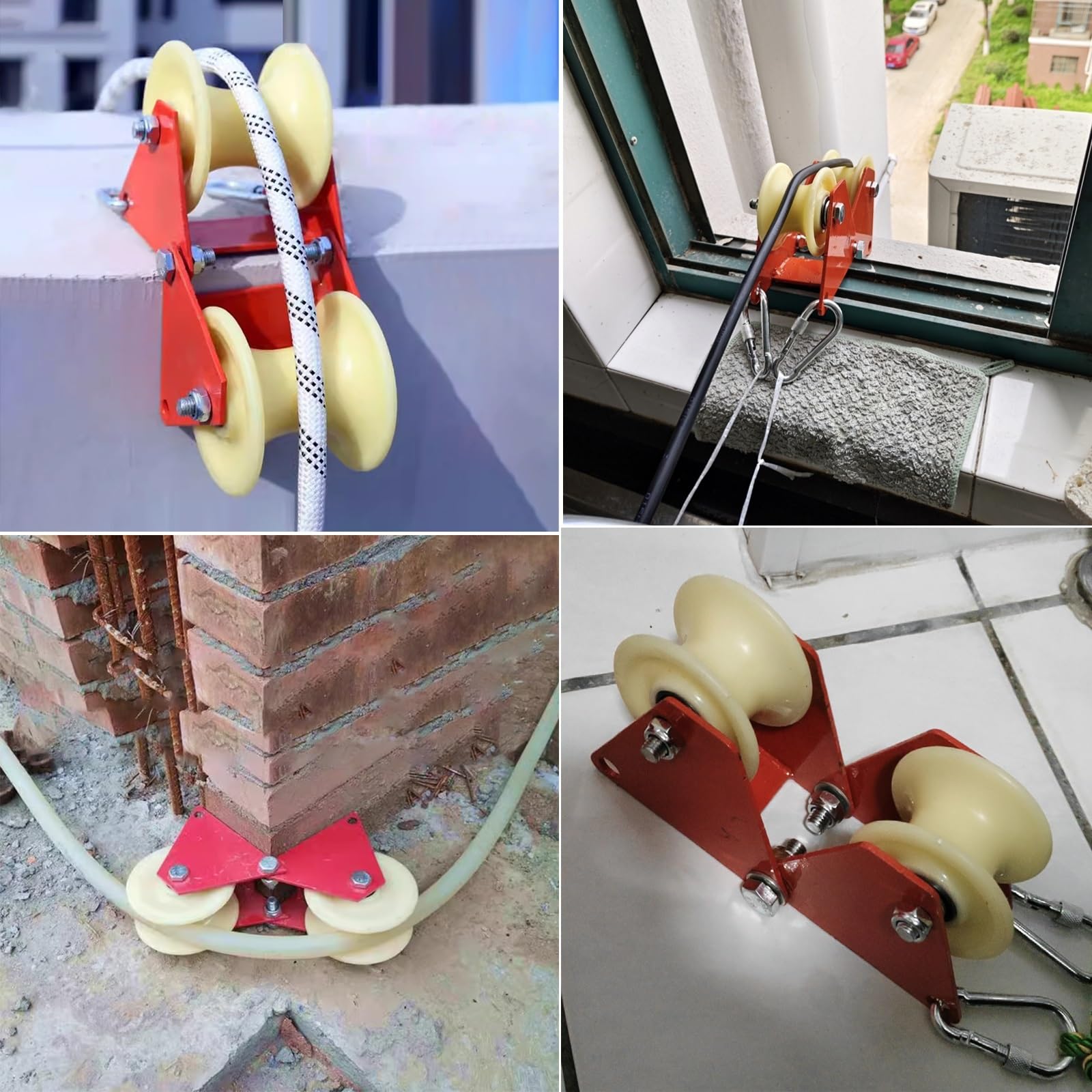 Hebesystem Für Dachzelte, Seilrolle Mit Doppelrad Für Ecken, Feuerwehr, Höhenarbeiten Und Baustellen, Gewerbliche Verlegerollen Für Winden, Rolleninnendurchmesser 4,5 cm / 1,8 Zoll
