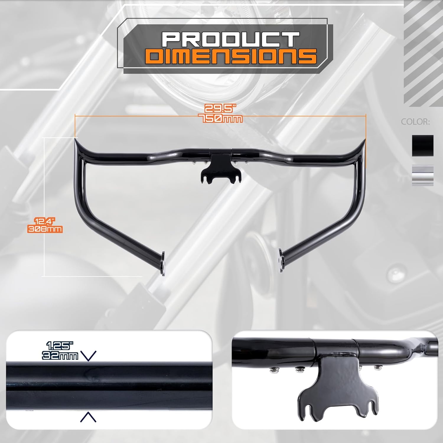 Engine Guard Crash Bar Highway Bar for Harley Davidson Road King Street Glide Electra Glide 2014-2023(Gloss Black)