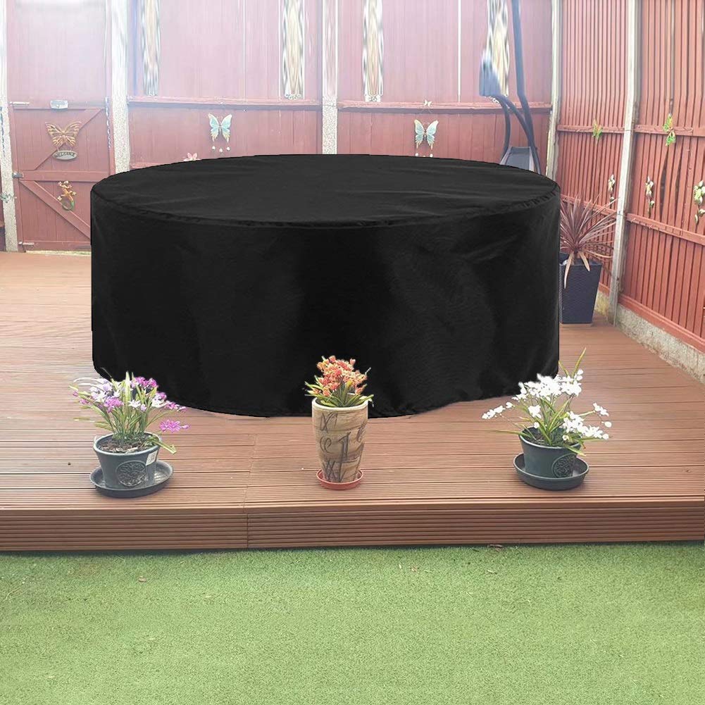 Funda de mesa de jardín de tela impermeable, resistente al viento, protector de muebles de exterior para patio y jardín