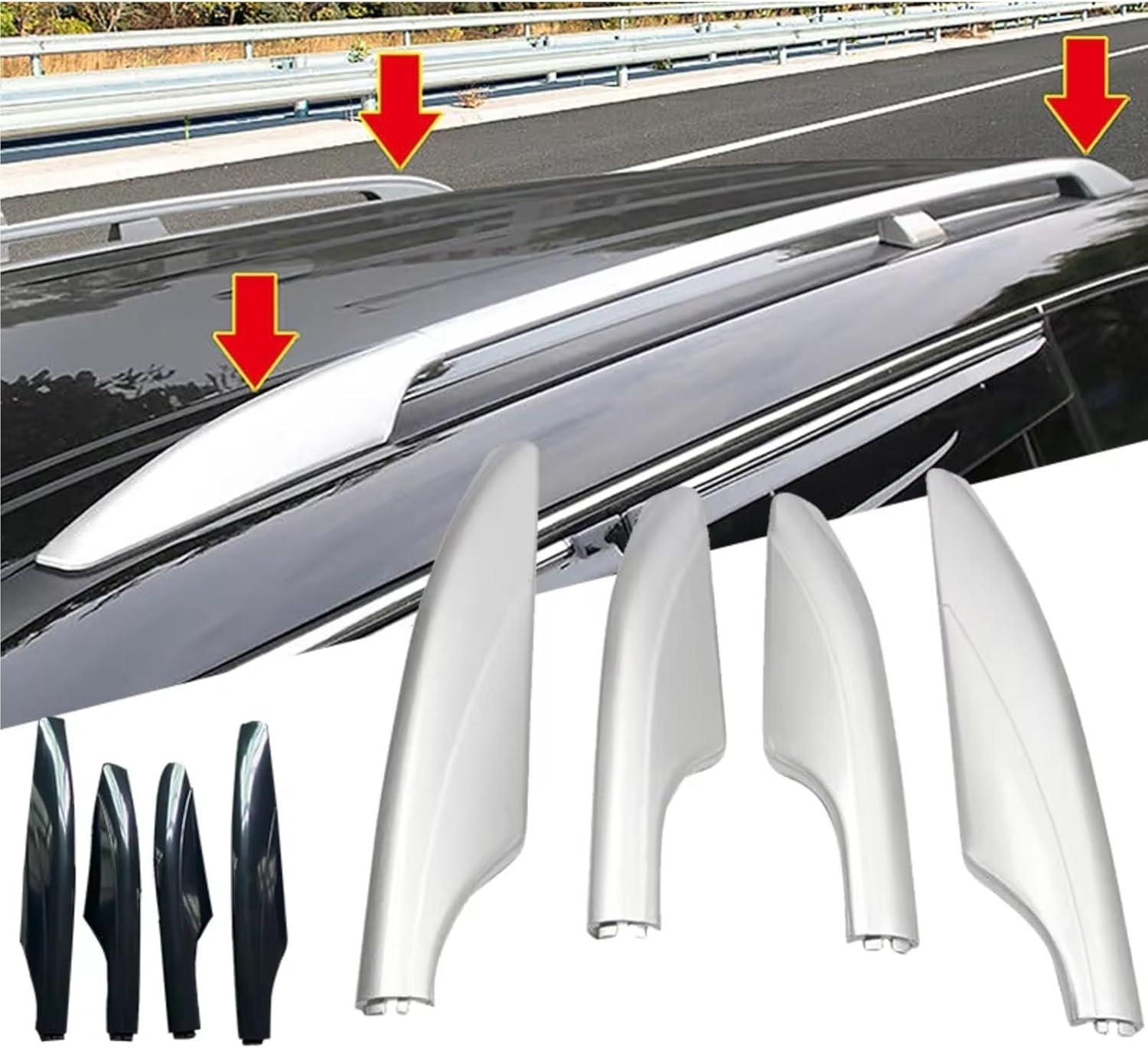 Roof Rack Shell End Compatible with Nissan for Patrol Y62 2010-2018 Roof Rack Luggage Covers Bar Rail End Cap Protection Replacement(Black)