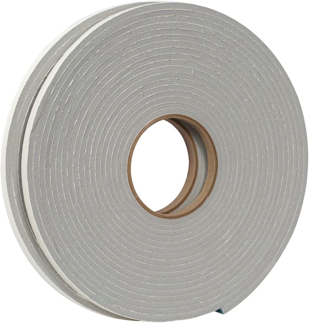 Duck Brand Self Adhesive Foam Weatherstrip Seal for Small Gaps, 3/8-Inch x 3/16-Inch x 30-Feet, 2 Rolls, 284427,Gray