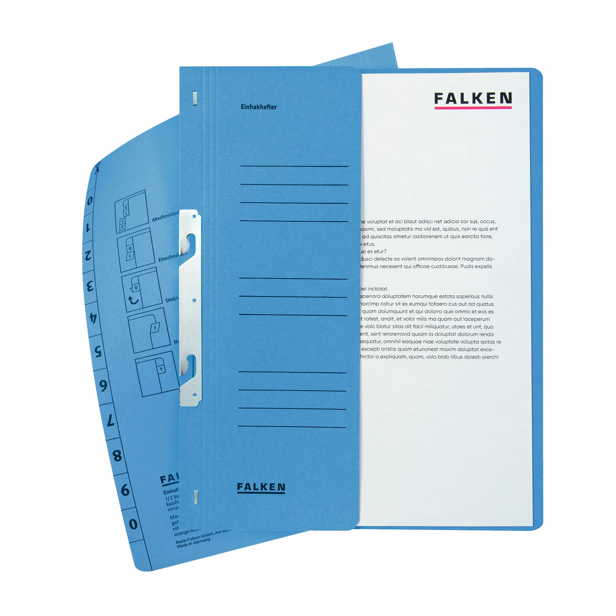 FALKEN 50x Einhakhefter aus Recycling-Karton für DIN A4 blau