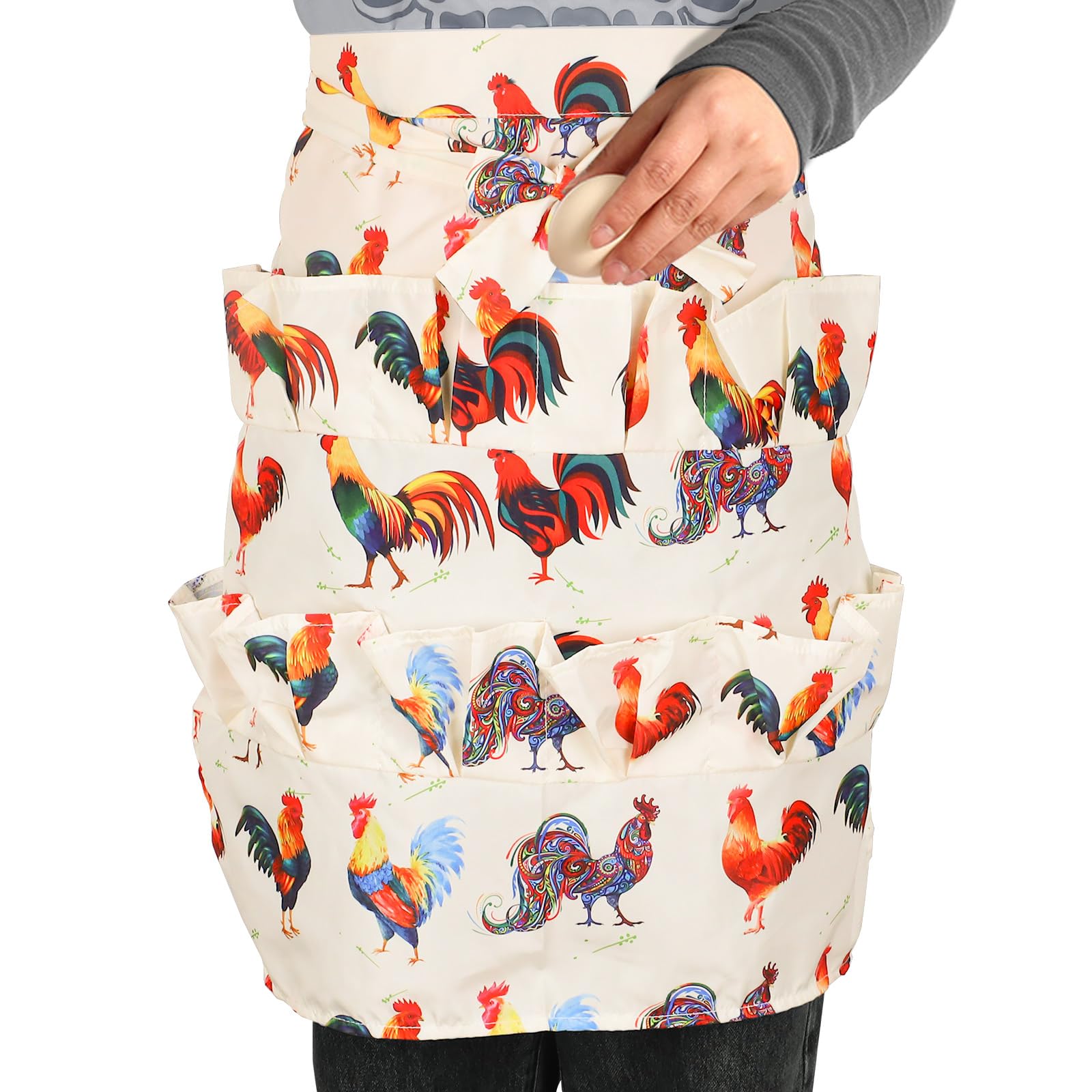 Huakaile 12 Deep Pockets Egg Apron, Chicken Egg Collecting Apron, Egg Holding Apron