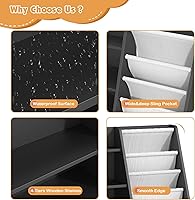 Vista 4 de Estantería de 4 niveles para niños de madera, estantería de cinco capas para libros de niños, estante de almacenamiento para bebés y niños pequeños