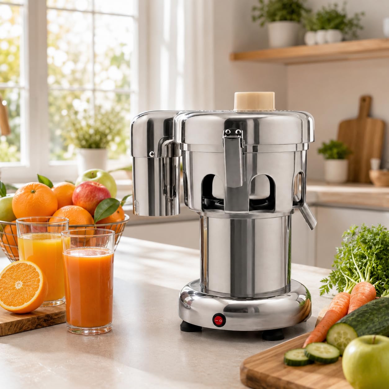 Exprimidor eléctrico para frutas y verduras 370 W | 2800r/min de acero inoxidable frutas y verduras Exprimidor eléctrico con barra de empuje | Juicer separador de jugo de escoria