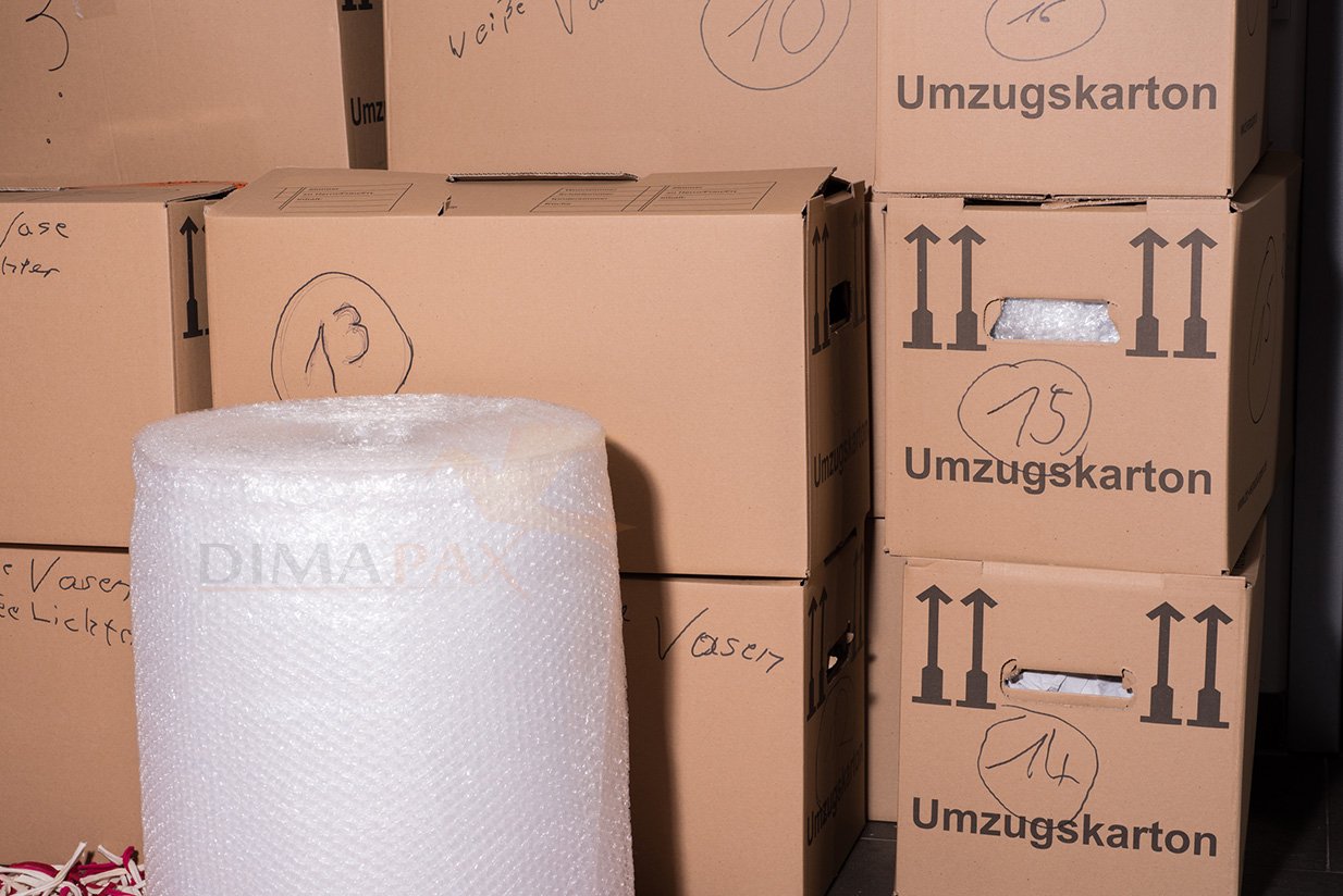 1 Rolle Luftpolsterfolie 100 cm x 100 m - Stärke: 60 my, Noppenfolie 1,0 x 100 m Blisterfolie Knallfolie Polstermaterial dimapax