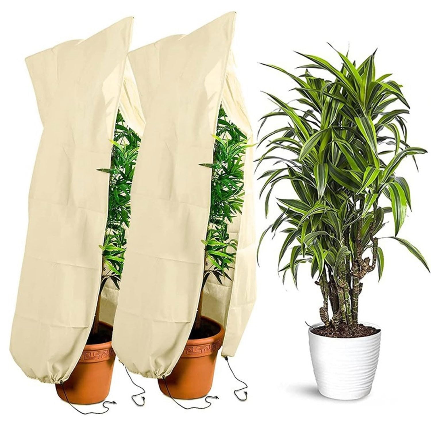 Cubiertas para plantas para protección contra heladas de invierno con cremallera y cordón, cubierta de tela anticongelante para árboles y plantas