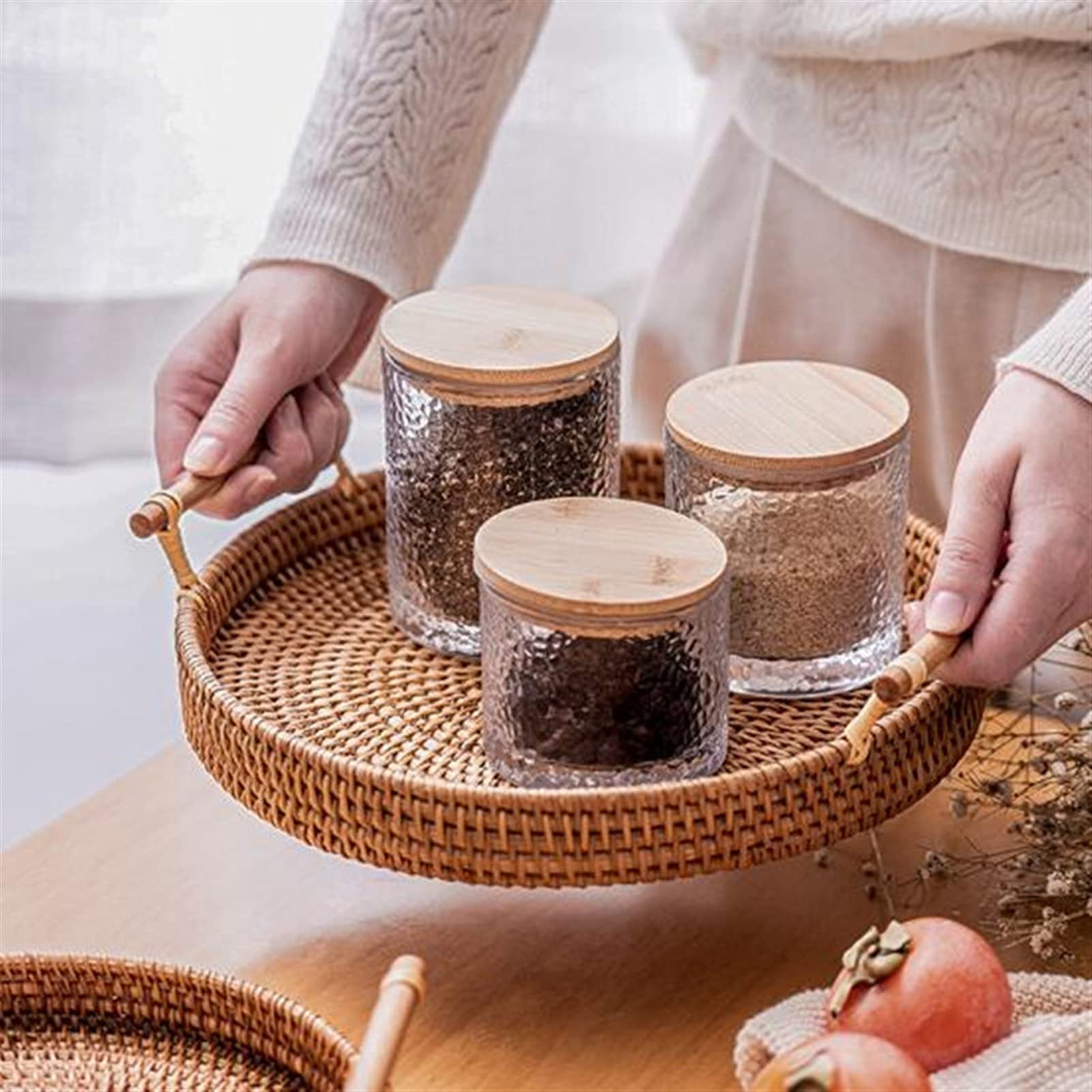 Panier en osier rond de qualité supérieure en rotin d'artisanat pour gâteaux