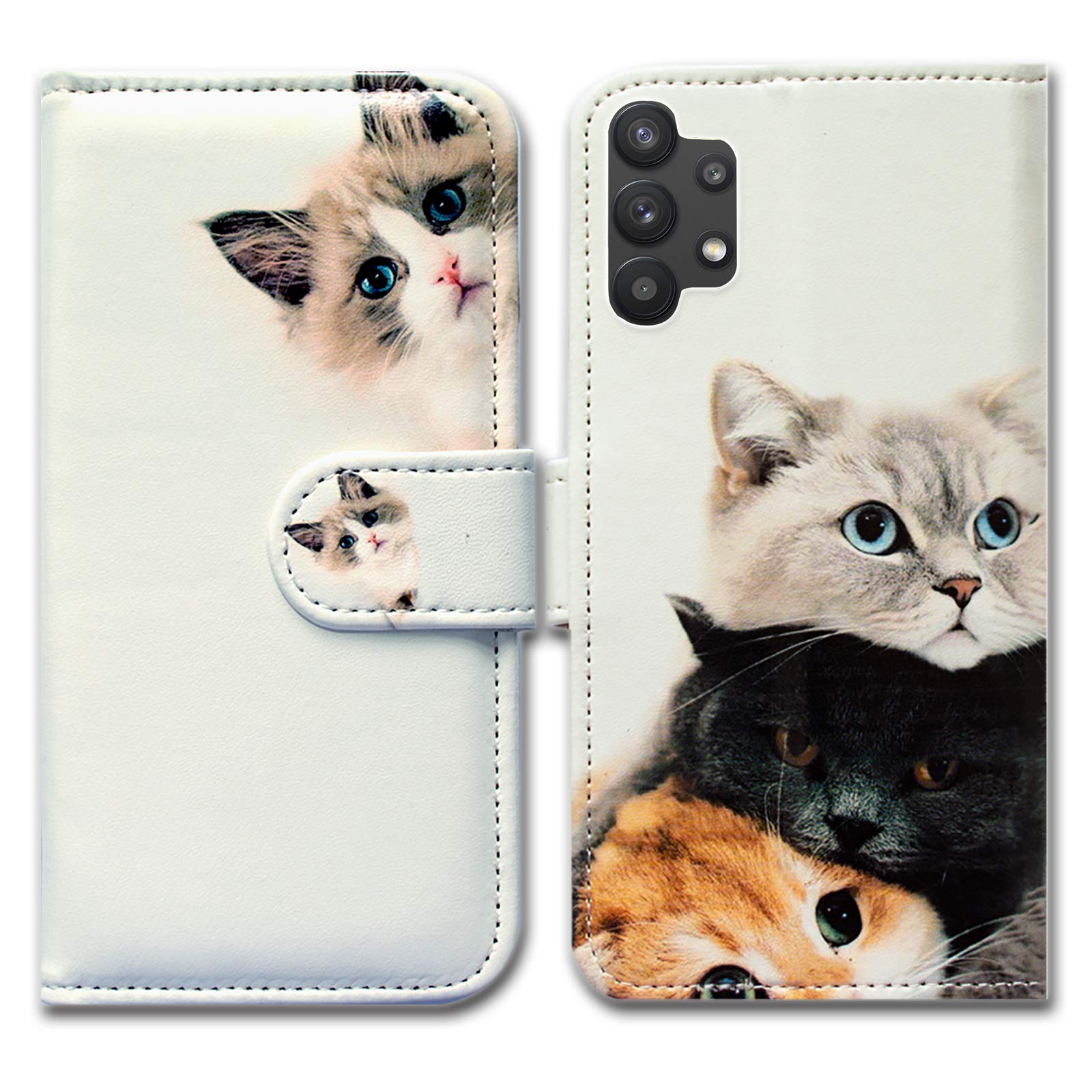 Bcov Case for Galaxy A32 5G, Cute Brown Cat Leather Flip Phone Case Wallet Cover with Card Slot Holder Kickstand for Samsung Galaxy A32 5G 2021