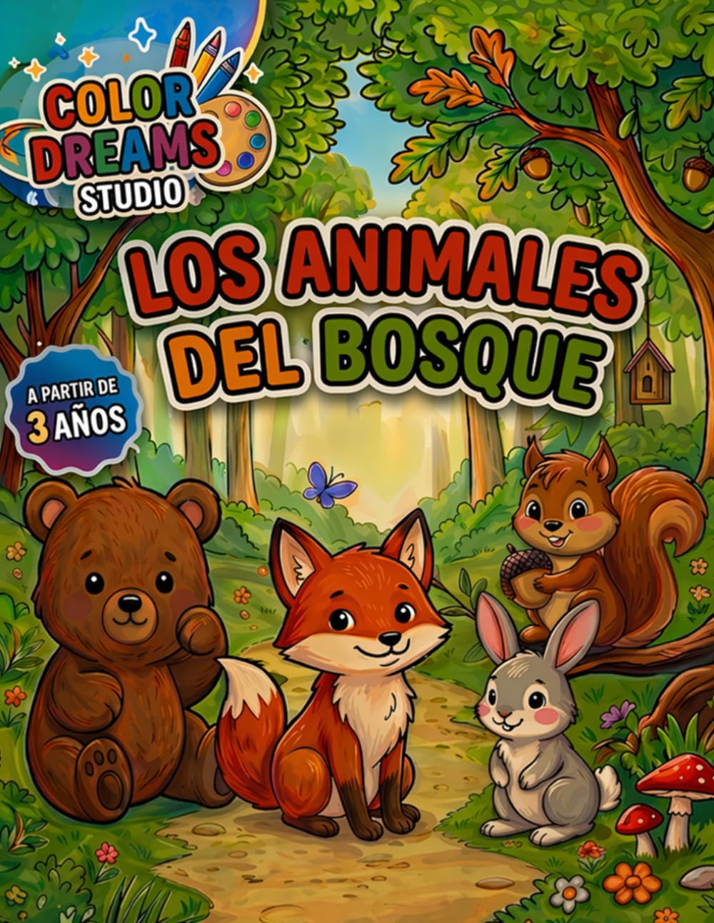 Animales del bosque: Libro para colorear para niños, 40 ilustraciones de animales adorables