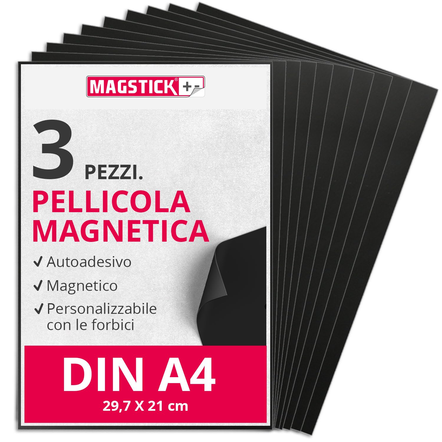 Set da 3 fogli magnetici Magstick I autoadesivi I marrone naturale nero I per fai-da-te I per foto, immagini, motivi, fustelle, calamita per frigorifero, insegnante I diy I mag002