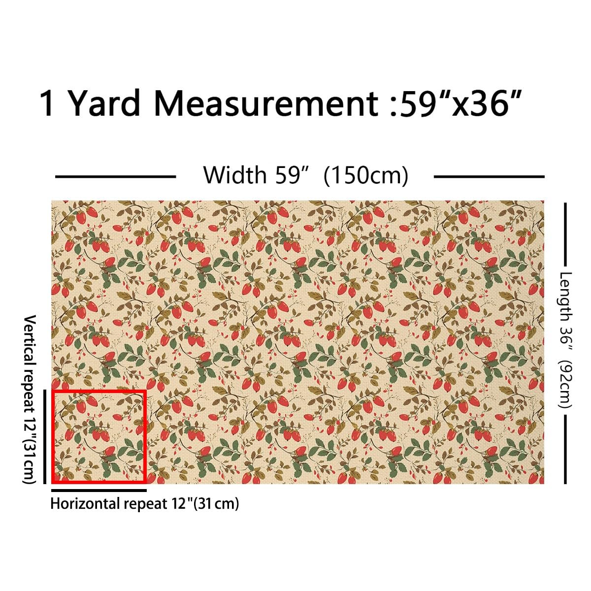 Retro Herbst Früchte Stoff durch den Hof,Bauernhaus Wilde Pflanzen Stoff,Retro Dschungel Camping Quilting Zubehör zum Nähen,Botanische Pflanzen Rustikale DIY Handwerk,460x150