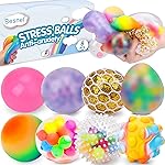 Stress Balls Set, Squishy Stress Ball, 8 Pack Stress Relief Ball for Adults, Squeeze Ball for Anxiety and Stress Relief