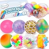 Stress Balls Set, Squishy Stress Ball, 8 Pack Stress Relief Ball for Adults, Squeeze Ball for Anxiety and Stress Relief