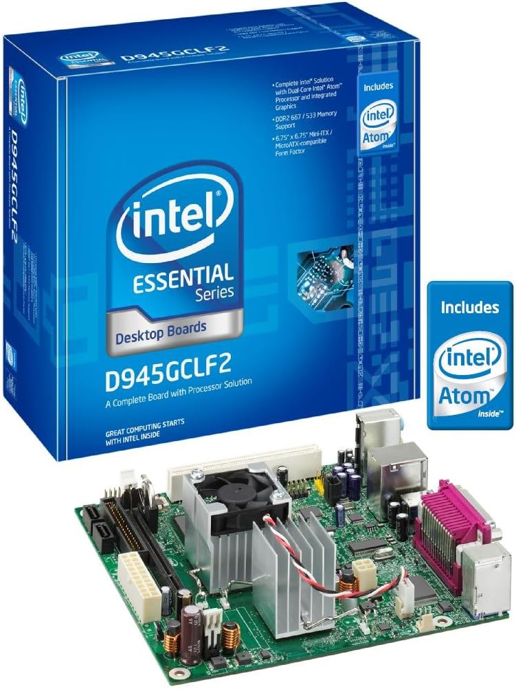Intel D945GCLF2 Essential Series Mini-ITX DDR2 667 Intel Graphics Integrated Atom Processor Desktop Board - Retail
