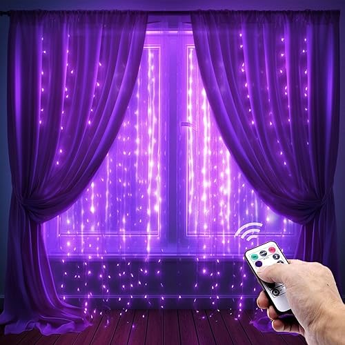 poripori - Cadena de luces de 300 LED para cortina, luces de hadas parpadeantes para dormitorio con 8 modos de iluminación, luces LED de Navidad USB