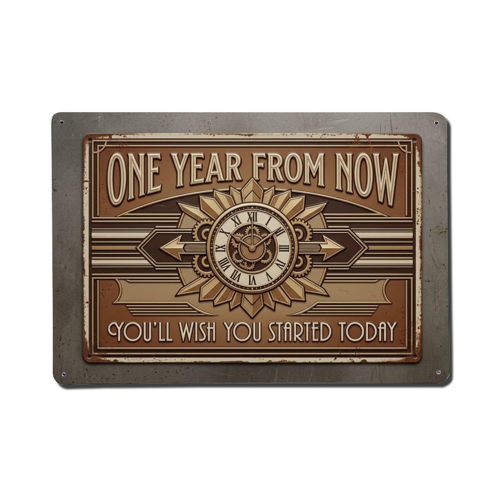 Year from Now Gym Retro Motivational Slogans Vintage Metal Tin Sign Plaque Wall Decor for Cafe, Club, Garden Metal Poster 8x12Inch