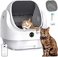 Ellenpent Open-Top Self-Cleaning Litter Box with App Control, Safety Sensors & Odor Control - Large Capacity, Ready to Use