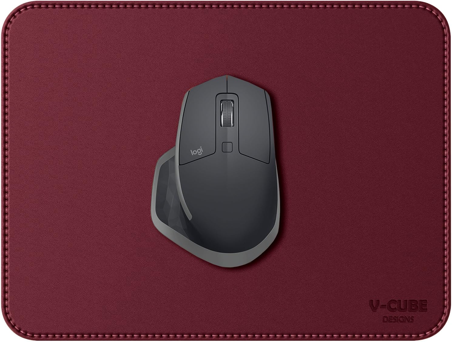 Premium Vegan Leather Mouse Pad |25X21cm| 2.4mm Thick(Padded)|Stitched, Reversible use, Splash-Proof, Anti-Skid for Gaming, Computer, Laptop, Home&Office in a Fresh Modern Design|Maroon