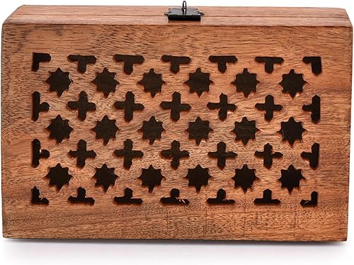 Miniatura 3 de Caja decorativa de madera de mango con tapa con bisagras, caja de almacenamiento de madera, decoración con tapas (8 x 5 x 3 pulgadas)