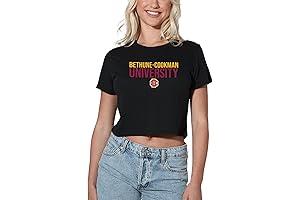 Official Bethune-Cookman Wildcats Distressed Stacked Logo Women's Apparel Crop Top T-Shirt Collection