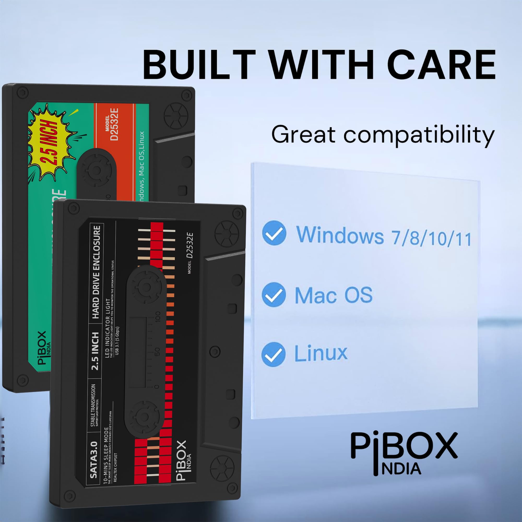 PiBOX 2.5" Hard Drive Enclosure - USB 3.1 UASP -5 PiBOX 2.5" Hard Drive Enclosure - USB 3.1 UASP -5