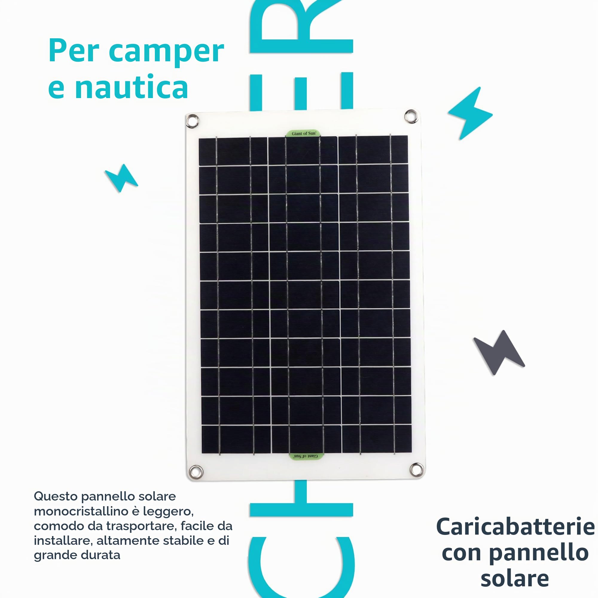 Kit pannello solare 50 W 12 V, caricabatterie per batteria solare monocristallino in silicio 30 A regolatore di carica Kit pannello solare per barca, moto