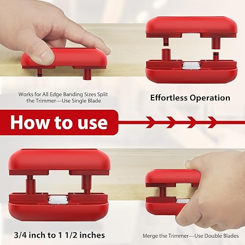 Vista 5 de Recortadora de bordes con cuchillas de carburo de tungsteno, cepilladora manual versátil para carpintería para rebabas, cortador manual de bandas