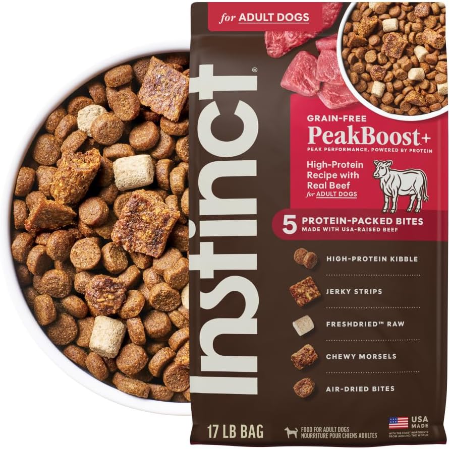 Instinct PeakBoost, Dry Dog Food, 5 Protein-Powered Pieces, Grain Free - Real Beef, 17 lb.Bag