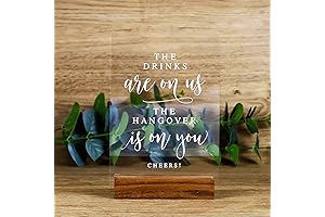 Acrylic Wedding Bar Sign with Stand - Crystal Clear 5” x 7"...