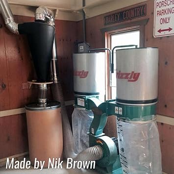 Oneida Air Systems Super Dust Deputy XL 6 Inch Lightweight DIY Cyclone Attachment for 3 to 5HP Single Stage Dust Collector, Accessory Only, Black