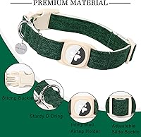 Vista 181 de DOGWONG Collar de perro Airtag de algodón y cáñamo, collar resistente para perros con soporte para Airtag, collares verdes para perros pequeños