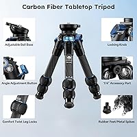 Vista 5 de Kit de Trípode de Mesa de Fibra de Carbono SIRUI con Ajuste de Cuenco ±15°, Ultraligero Compacto de Solo 0.62kg, Carga Máxima 5kg/11.02lb
