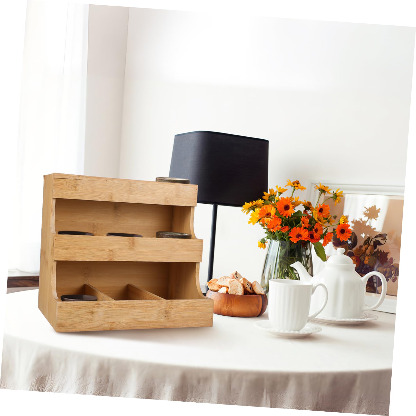 Ipetboom Estante De Almacenamiento para Bolsitas De Té Soporte De Madera para Oficina Organizador De Bolsas De Té para Guardar Cocina Estante y Azúcar