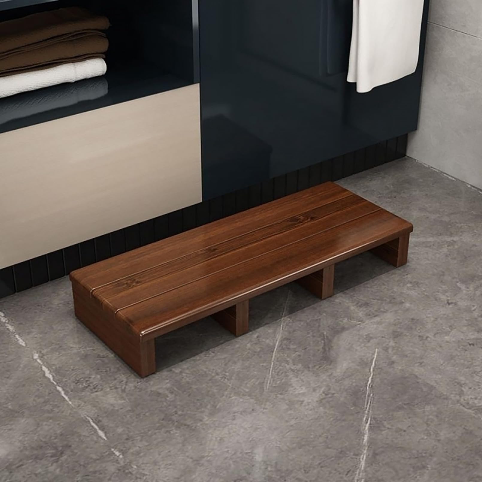 Pounjsd Long Footstool Helper Wooden Step Stool for High Beds, Non-Slip Outdoor Half Step, Foot Rest for Under Desk At Work, Easy Access to High Beds, Loft Beds, Ideal for Elderly, 100×30×15cm