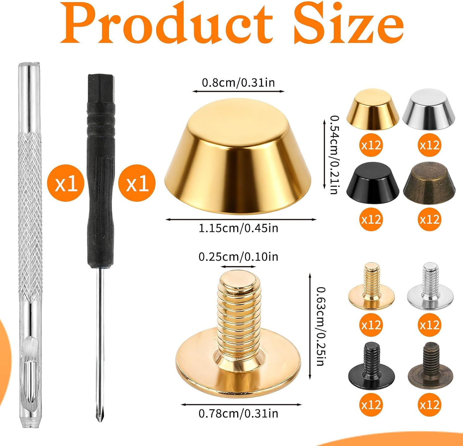 50PCS Purse Feet for Handbags, Screw-Back Metal Studs Rivet, Alloy Flat Head Nailhead Purse Hardware for Bag Making Leather Craft DIY Bag Protection Accessories