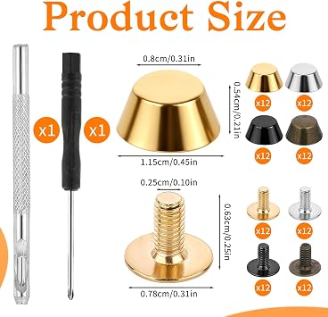 50PCS Purse Feet for Handbags, Screw-Back Metal Studs Rivet, Alloy Flat Head Nailhead Purse Hardware for Bag Making Leather Craft DIY Bag Protection Accessories