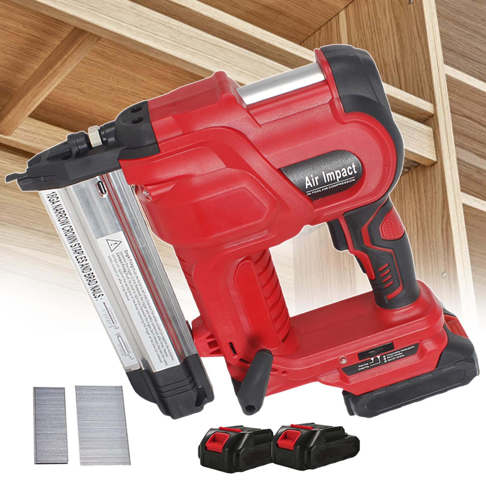 Clavadora De Clavos Sin Cable, Clavadora Perforadora Para Marcos, Para Grapas De 32 Mm Y Clavos Rectos De 50 Mm, Clavadora Para Madera, Con Iluminación Auxiliar, Para Clavar Cartón,Red