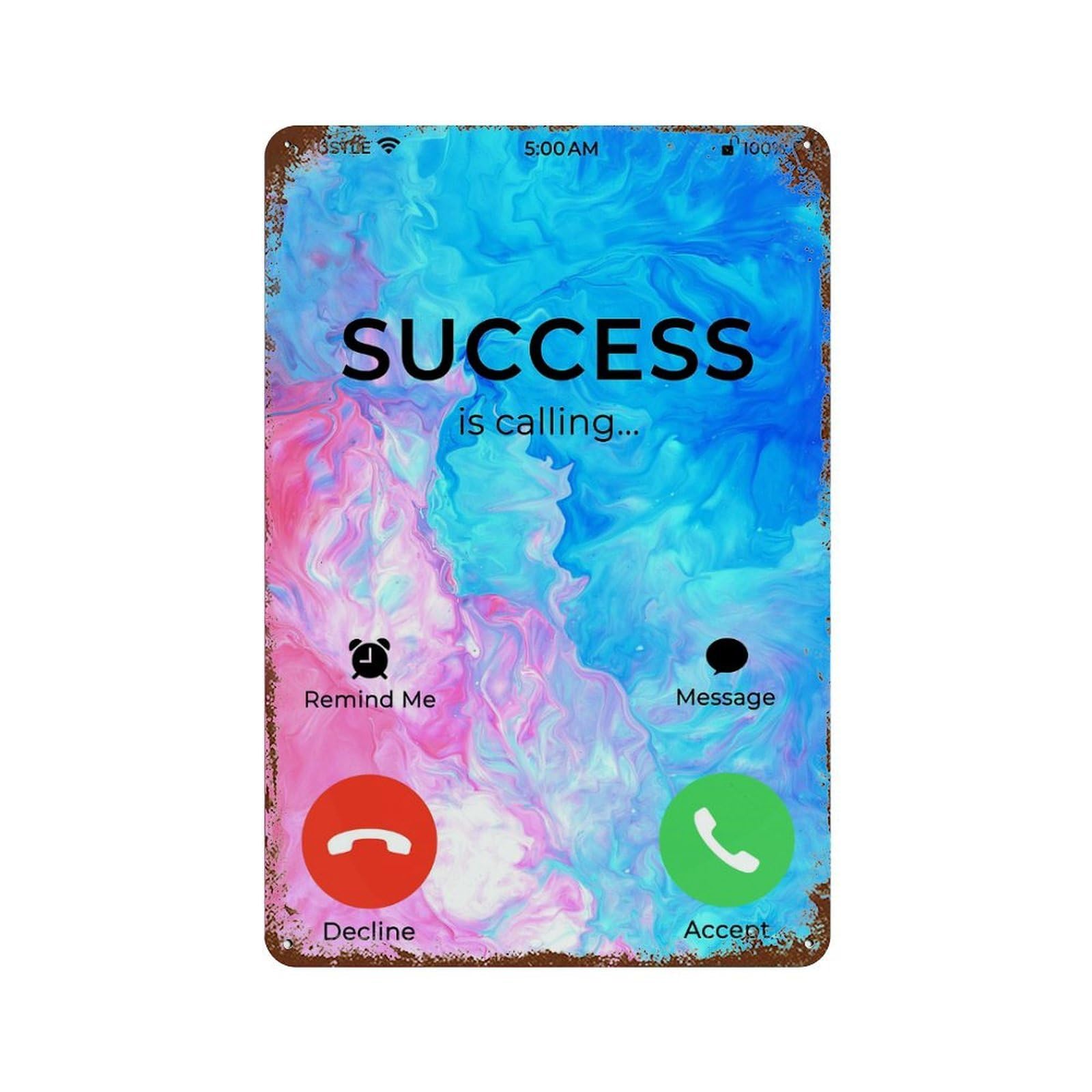Answer Success Is Calling Retro Metal Sign 11.8"x7.9", Old School Wall Decor for Garage, Bar And Workshop Decor