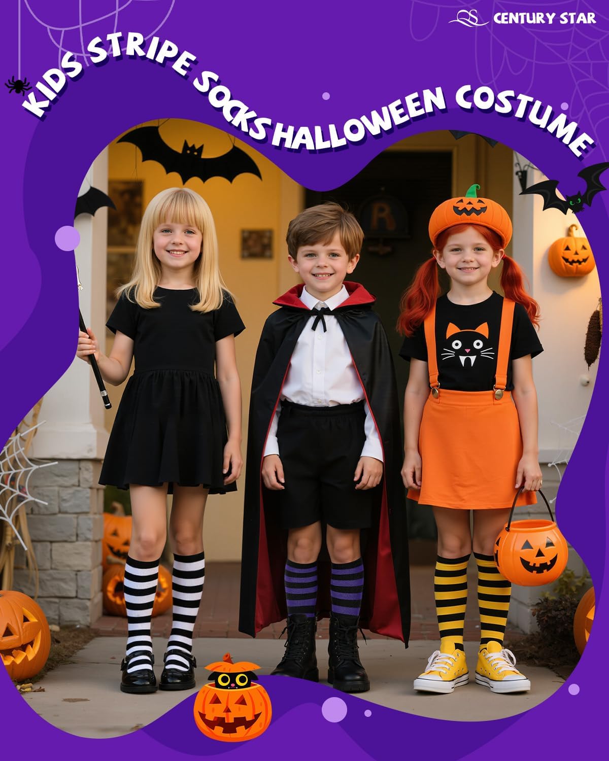 Century Star Toddler Stripe Knee High Socks Girls Long Tube Halloween Sock Kids Cotton Stocking - Image 4