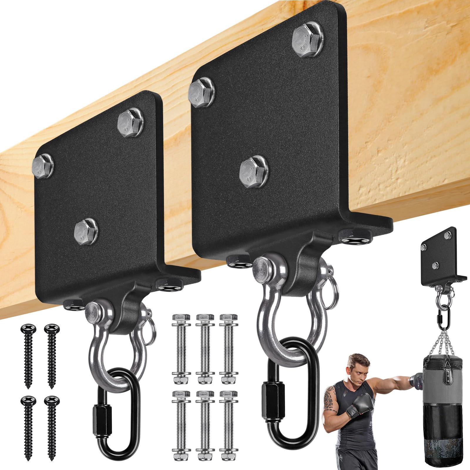 Kipika Heavy Bag Hanger Wall Mount Punching, Rotatable Heavy Duty Boxing Bag Bracket for Home Gym Indoor, Adjustable Length for Kickboxing Bag, Muay Thai Bag,Speed Bag