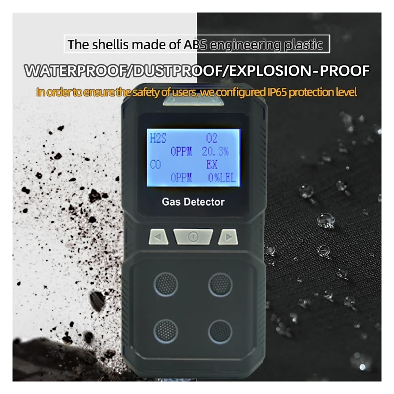 Analizador de Detector de Gas portátil 4 en 1 Monitor de monóxido de Carbono, oxígeno, sulfuro de hidrógeno y Gas Combustible Fechas en Tiempo Real(Orange)