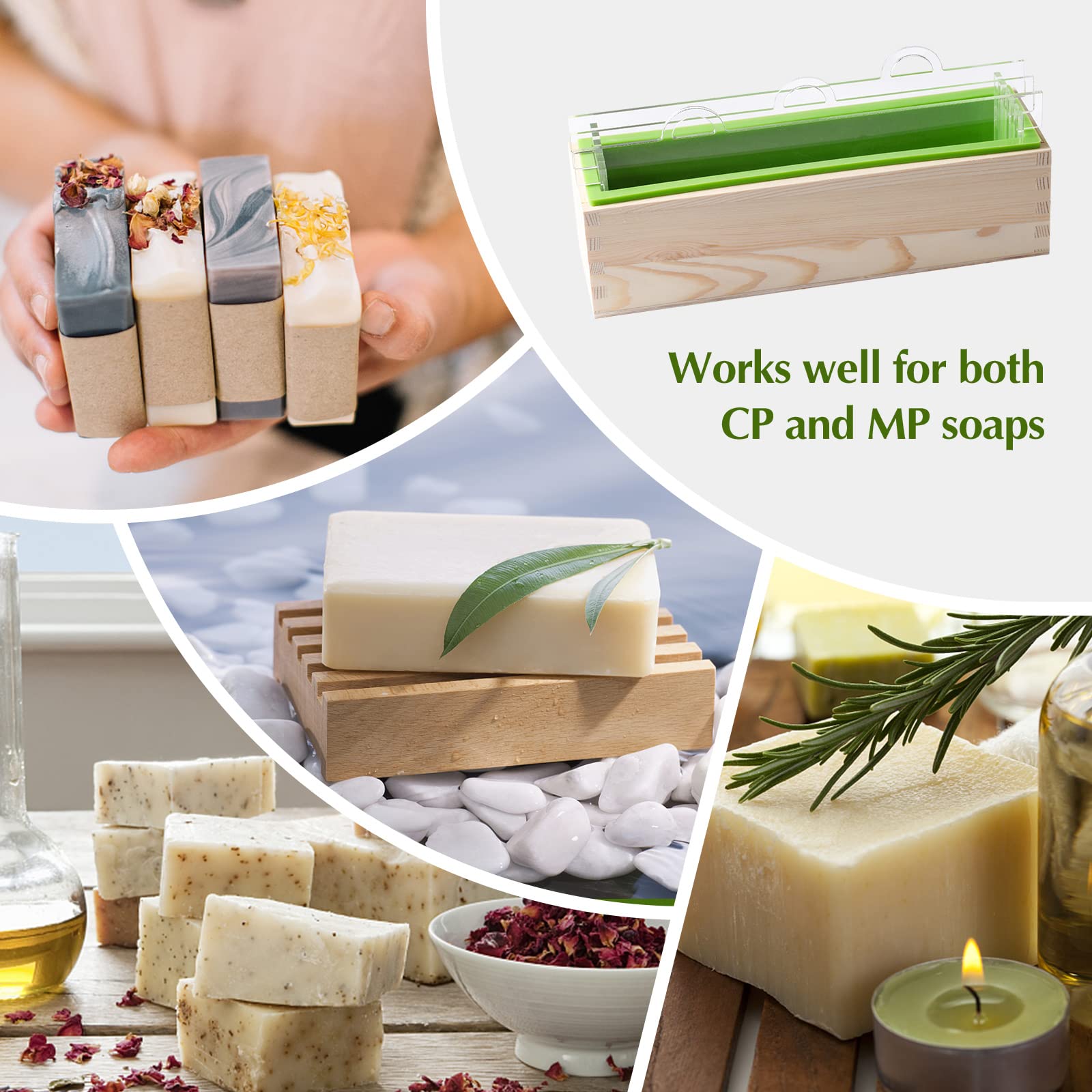BOOWAN NICOLE Soap Making Kit - 42oz Loaf Mold With Wooden Box, Wavy & Straight Slicers For Melt & Pour Or Cold Process - View #8
