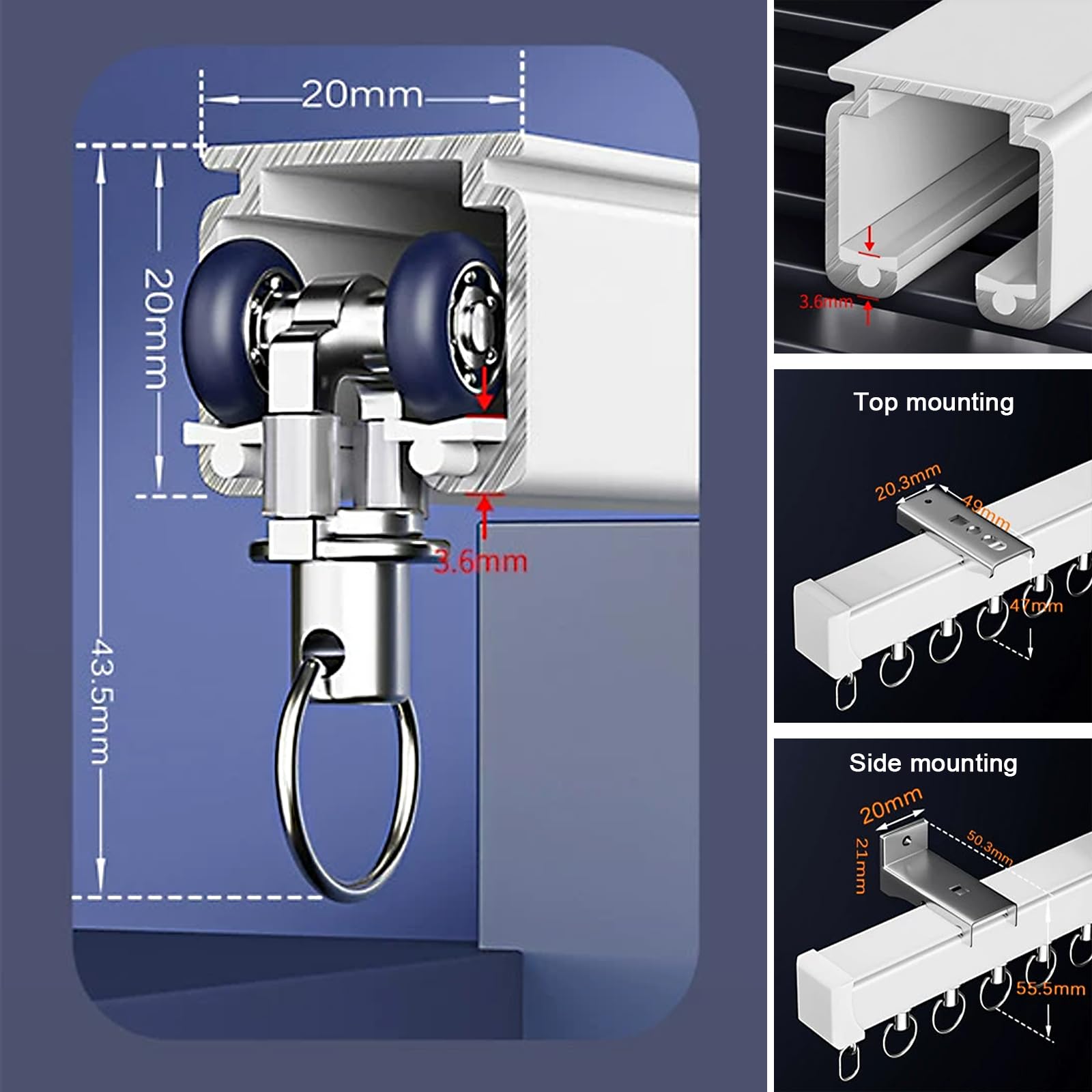 Decken- Oder Wandmontage Aluminium Vorhangschiene Stummen Gardinenschiene (6m)