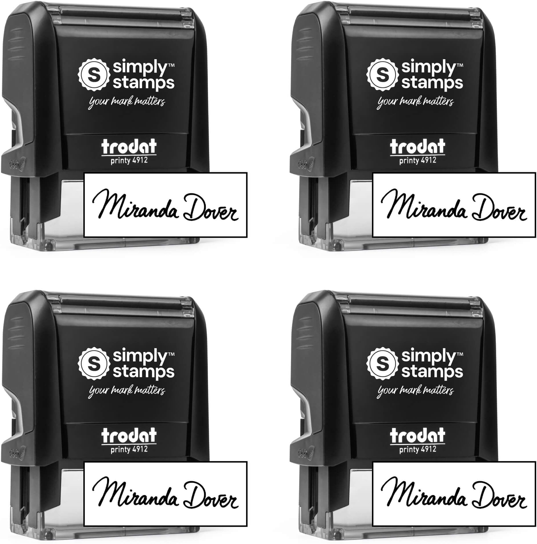 Custom Signature Stamp - Personalized Insignia - Self-Inking - Your Choice of 7 Ink Colors! (4, Medium)