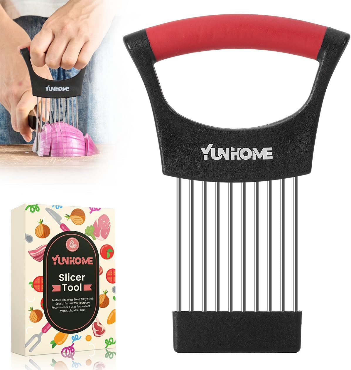 Onion Holder for Slicing, Lemon Slicer, Onion Cutter for Slicing, Vegetable Slicer, Meat Slicer, Fruit Slicer, Egg Slicer, Potatoe Slicer, Home Essentials & Kitchen Gadgets Tool, Salad Chopper, Black Onion Holder for Slicing, Lemon Slicer, Onion Cutter for Slicing, Vegetable Slicer, Meat Slicer, Fruit Slicer, Egg Slicer, Potatoe Slicer, Home Essentials & Kitchen Gadgets Tool, Salad Chopper, Black